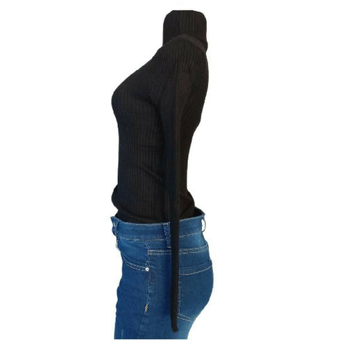 Ladies Long Sleeve Polo Neck-Medium